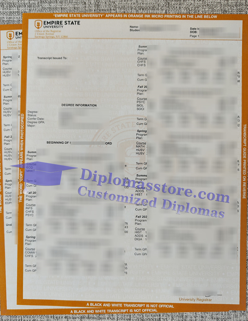 Empire State University transcript