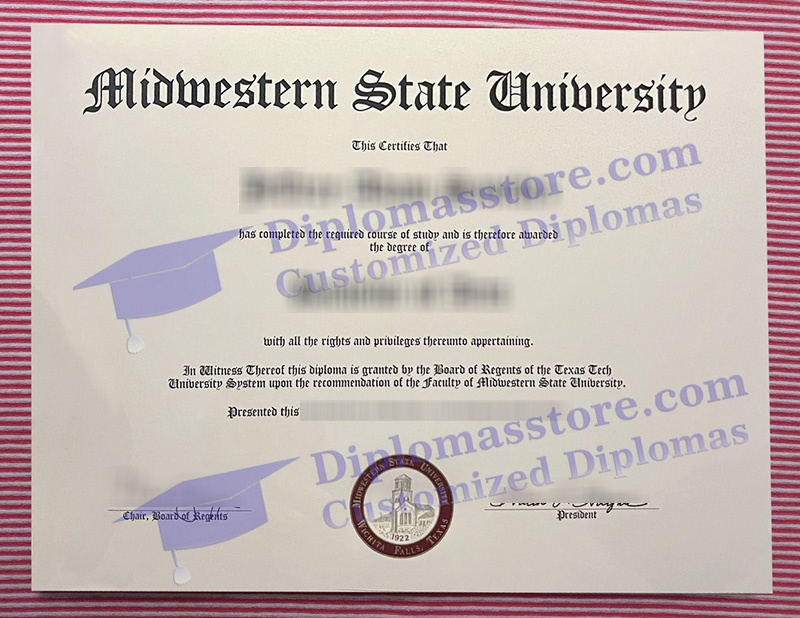 Midwestern State University diploma, Midwestern State University certificate,