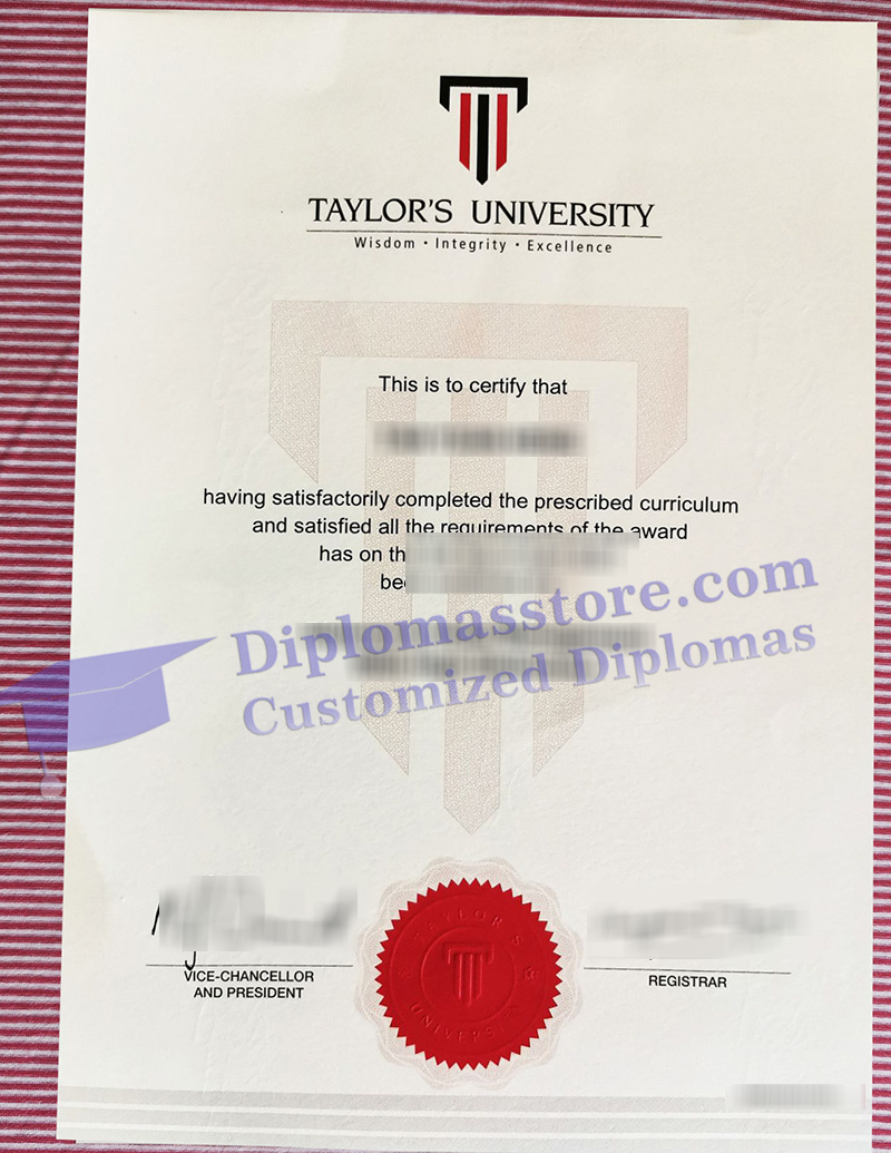 Taylor's University degree, Taylor's University diploma,