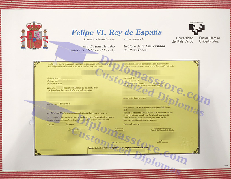 Universidad del País Vasco título, Universidad del País Vasco diploma,