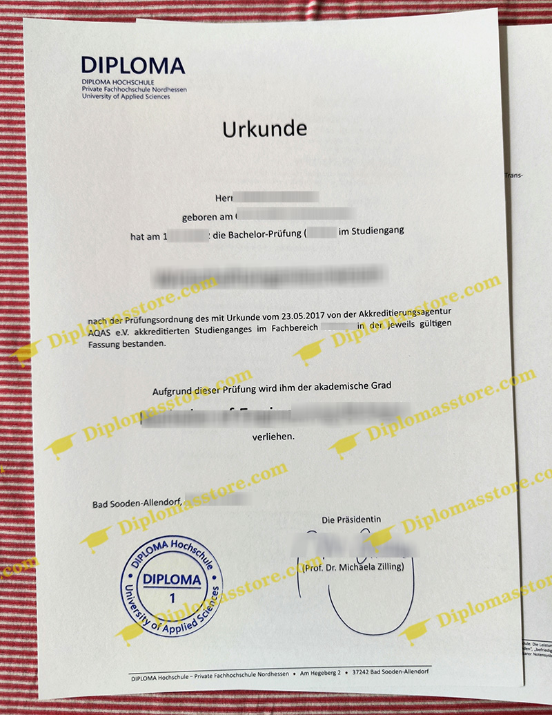 DIPLOMA Hochschule urkunde, DIPLOMA Hochschule degree,