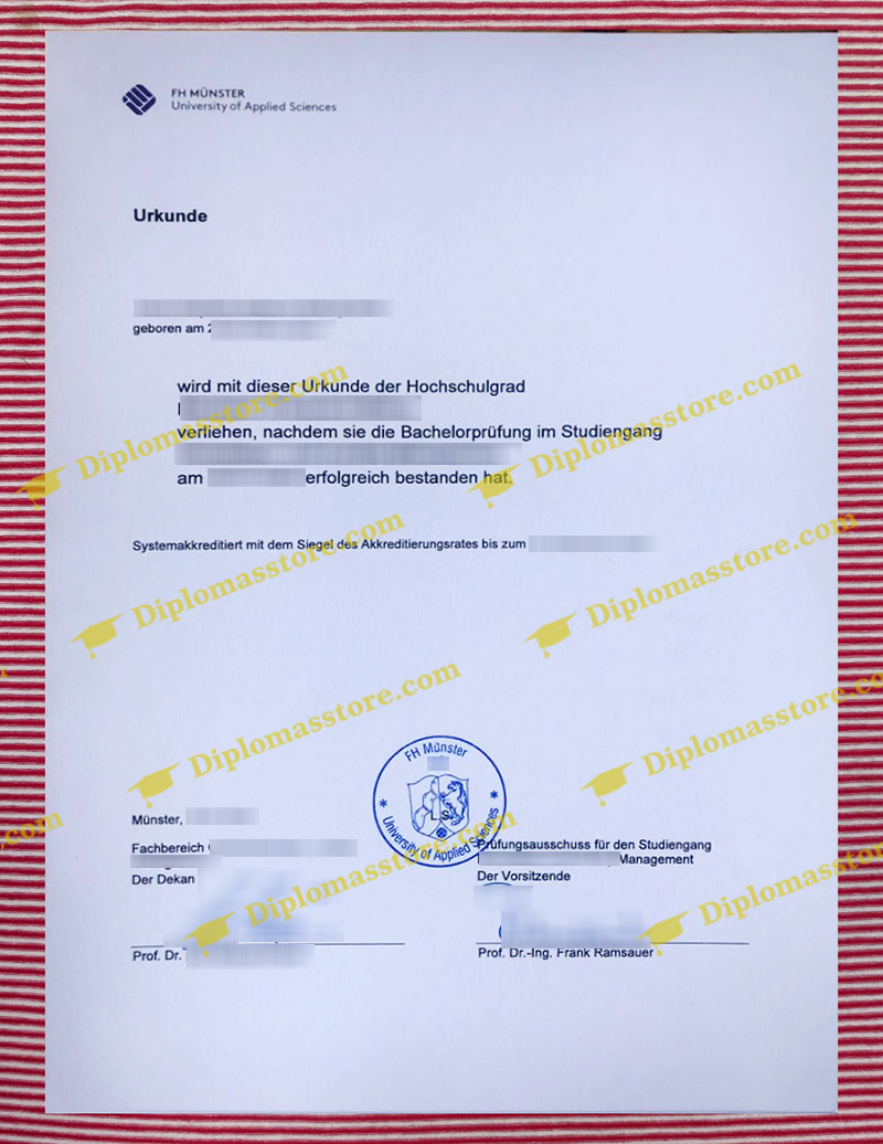 FH Münster urkunde, FH Münster degree,