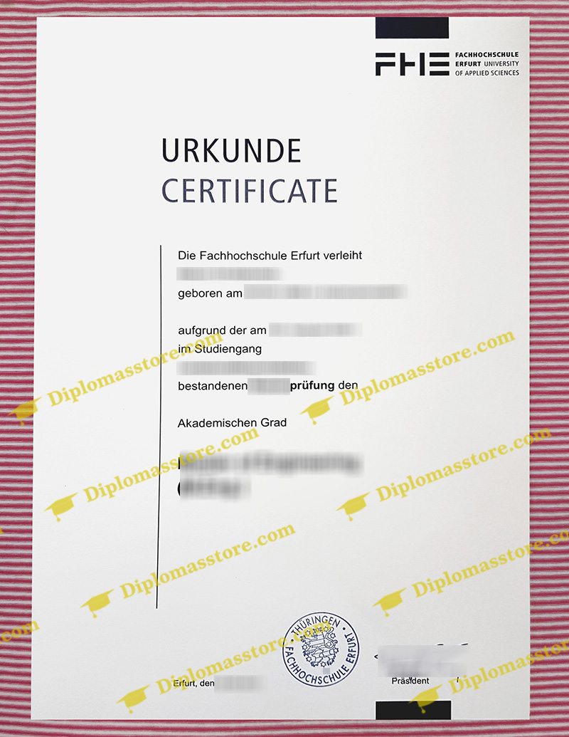 Fachhochschule Erfurt urkunde, Fachhochschule Erfurt degree,