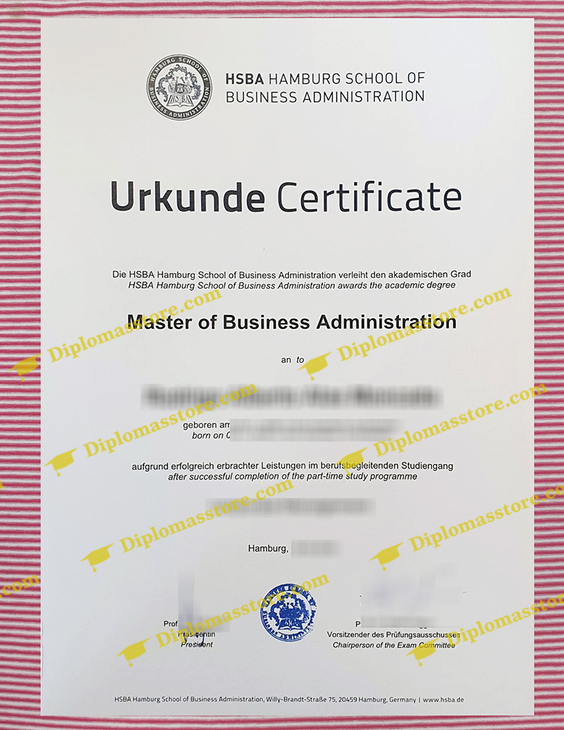 HSBA Hamburg School of Business Administration urkunde, Hamburg School of Business Administration degree,