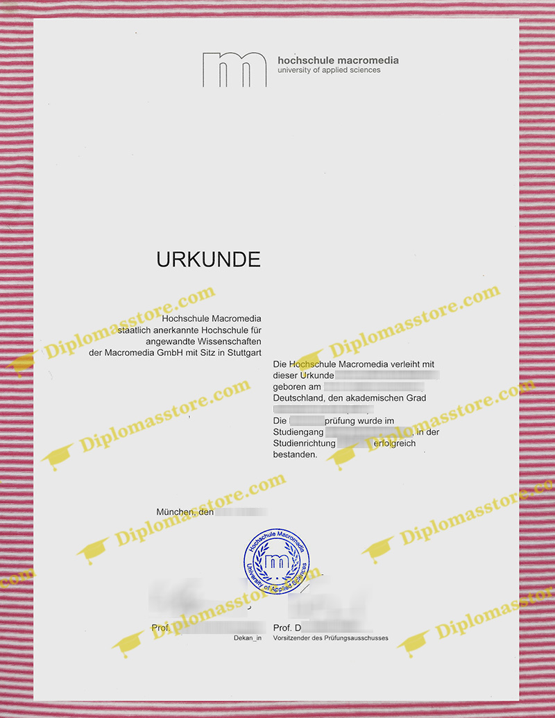 Hochschule Macromedia urkunde, Hochschule Macromedia degree,