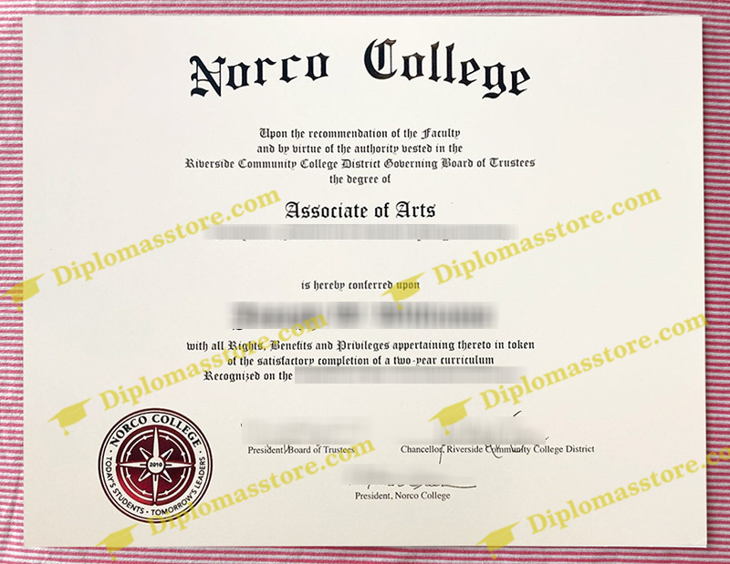 Norco College diploma, Norco College certificate,