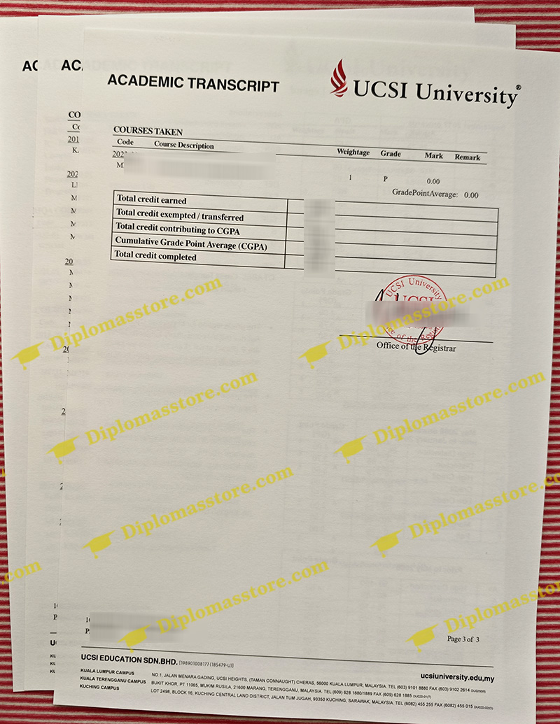 UCSI transcript, UCSI University transcript,