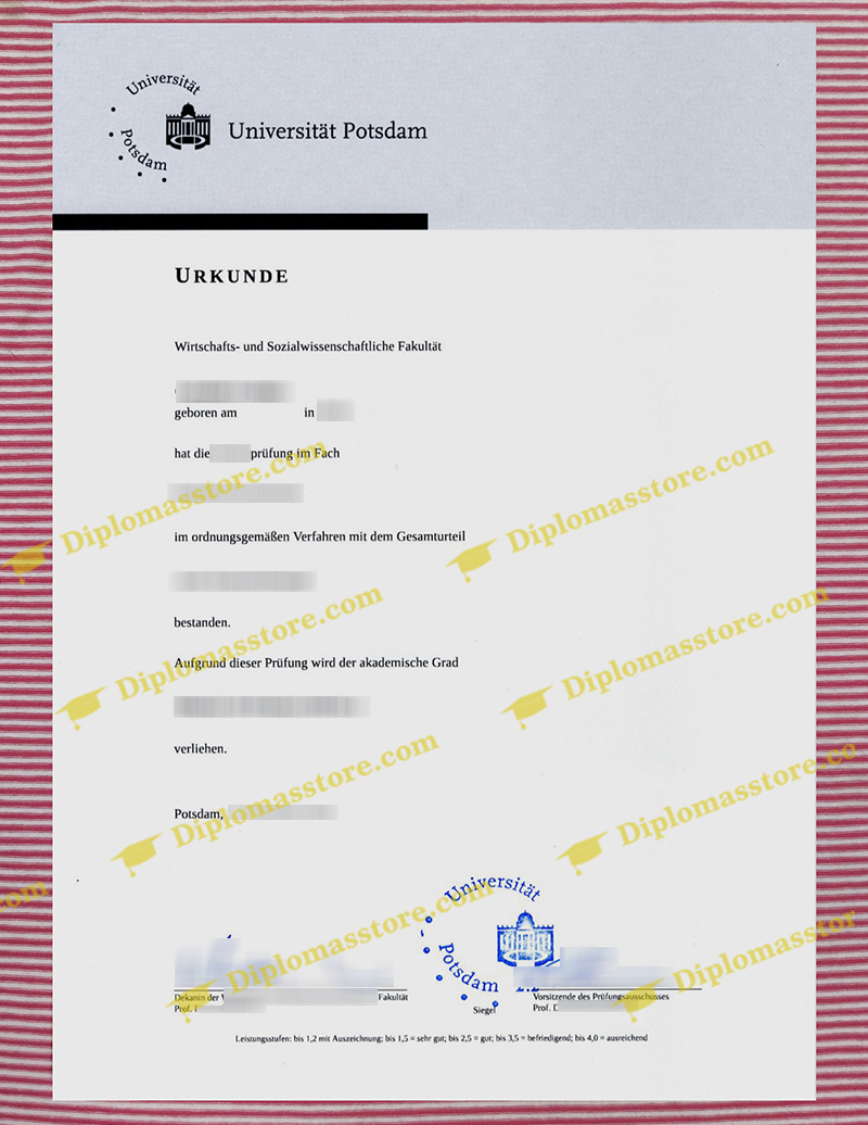 Universität Potsdam urkunde, Universität Potsdam degree,