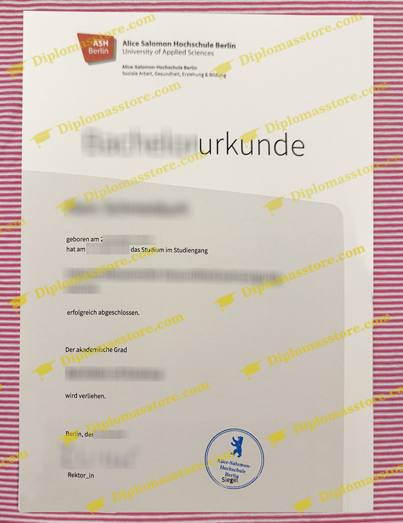 Alice Salomon Hochschule Berlin urkunde, Alice Salomon Hochschule Berlin degree,