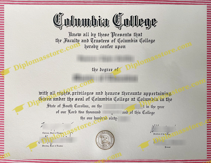 Columbia College diploma, Columbia College degree,