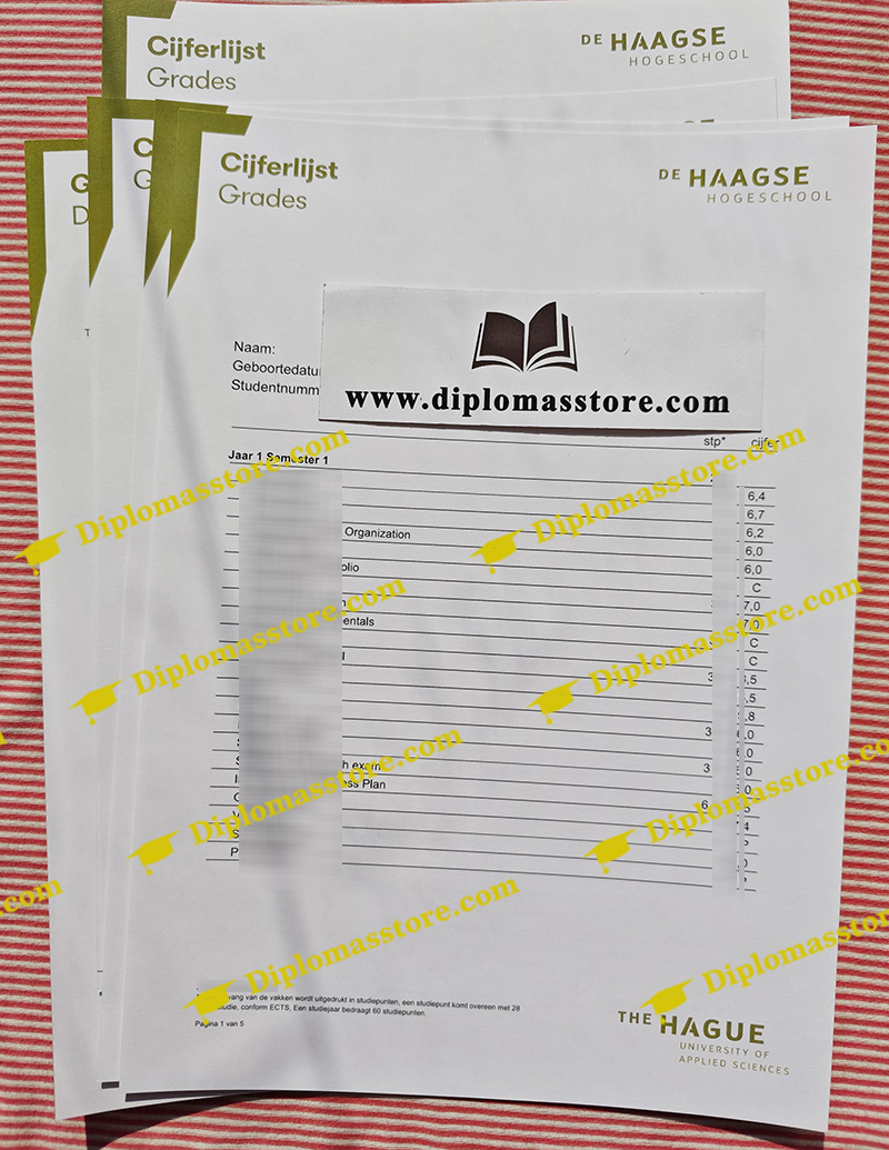 Haagse Hogeschool cijferlijst, Haagse Hogeschool transcript,