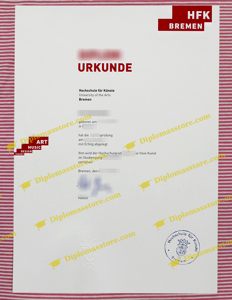 Hochschule für Künste Bremen urkunde, Hochschule für Künste Bremen degree,