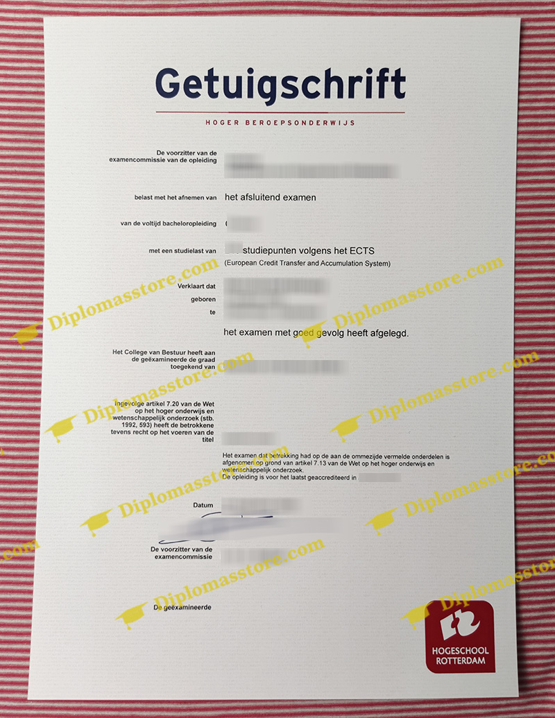 Hogeschool Rotterdam getuigschrift, Hogeschool Rotterdam degree,