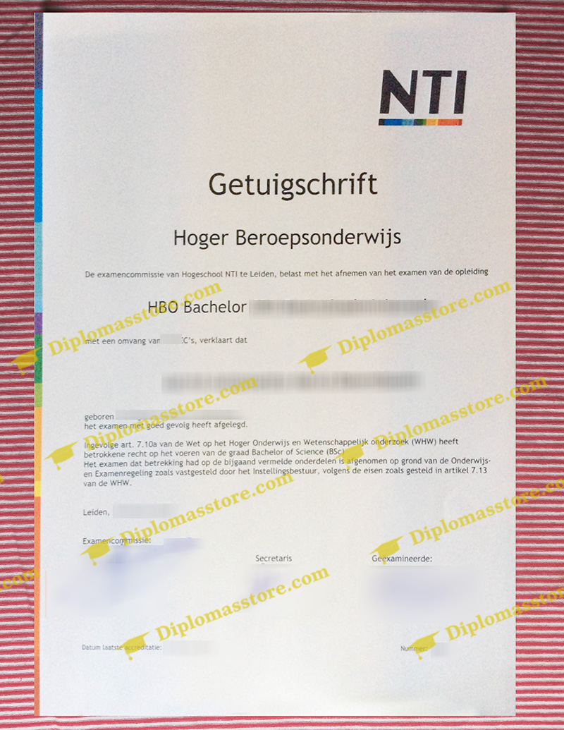 Hogeschool NTI getuigschrift