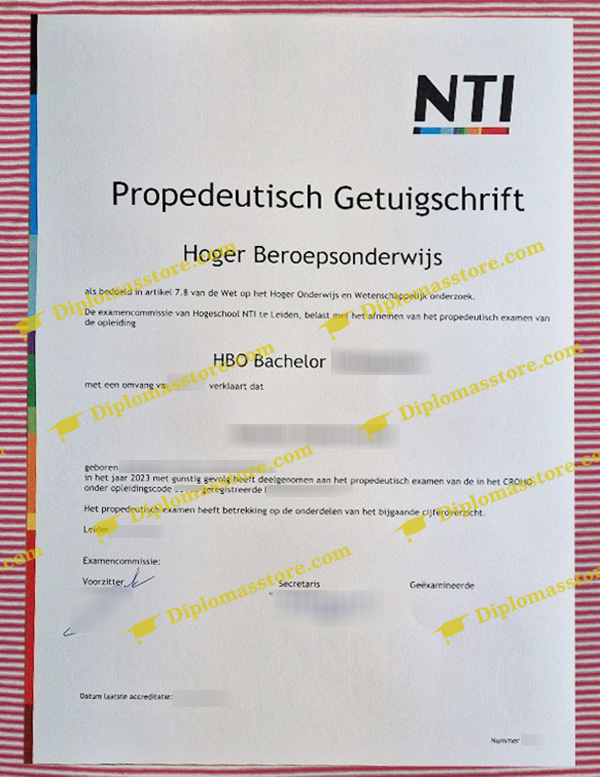 Hogeschool NTI propedeutich getuigschrift