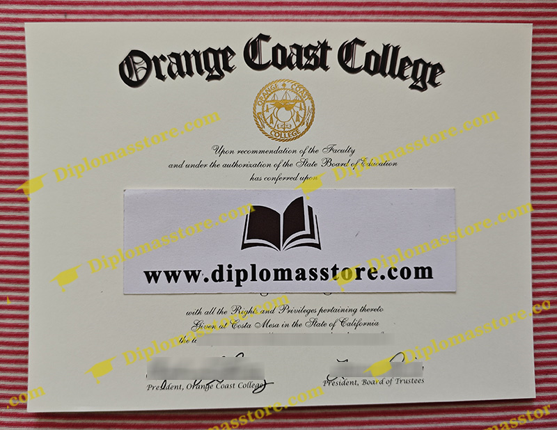 Orange Coast College diploma, Orange Coast College certificate,