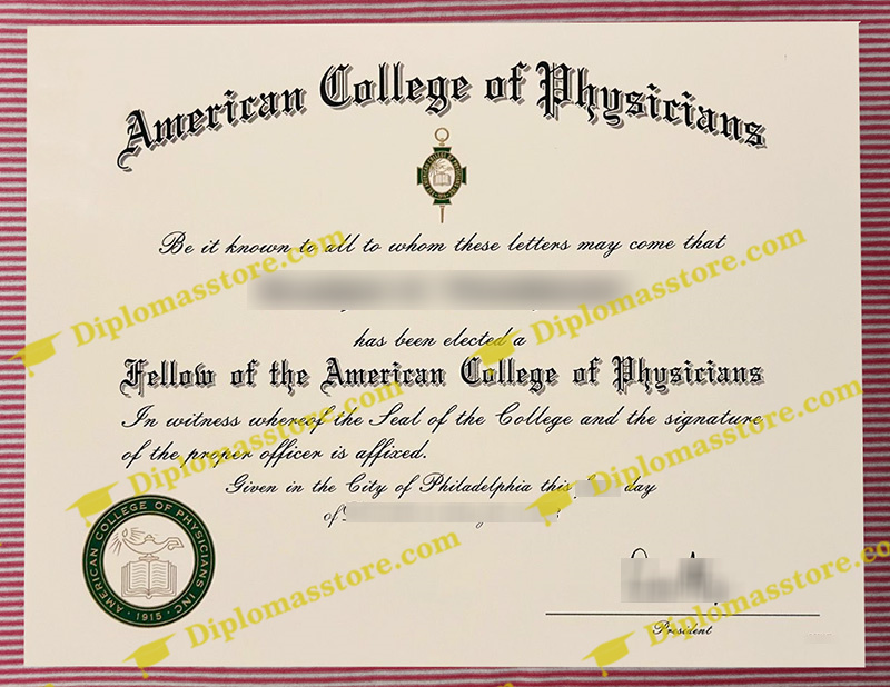 American College of Physicians certificate, ACP Fellow certificate,