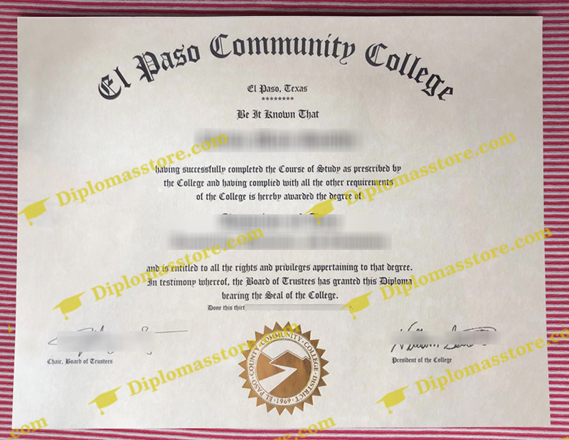 El Paso Community College diploma, El Paso Community College degree,