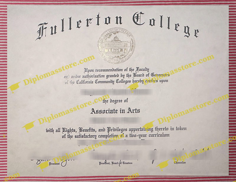 Fullerton College diploma, Fullerton College associate degree,