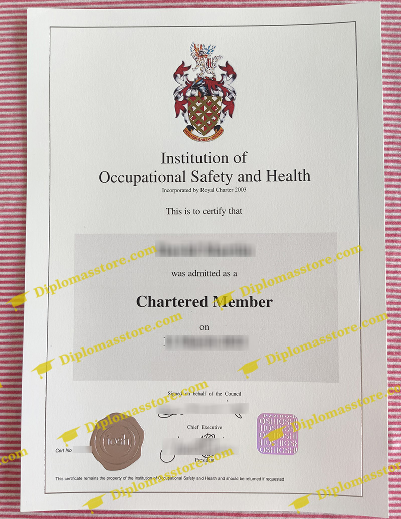 IOSH Chartered Member certificate, IOSH certificate,