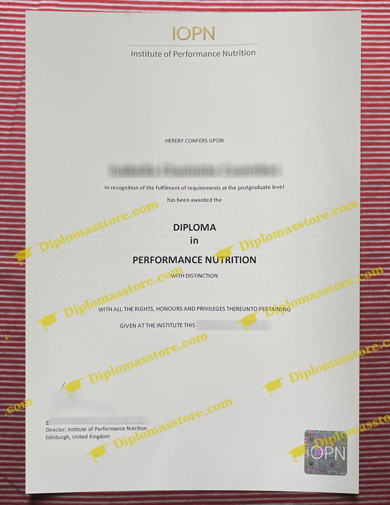 Institute of Performance Nutrition diploma, Institute of Performance Nutrition certificate,