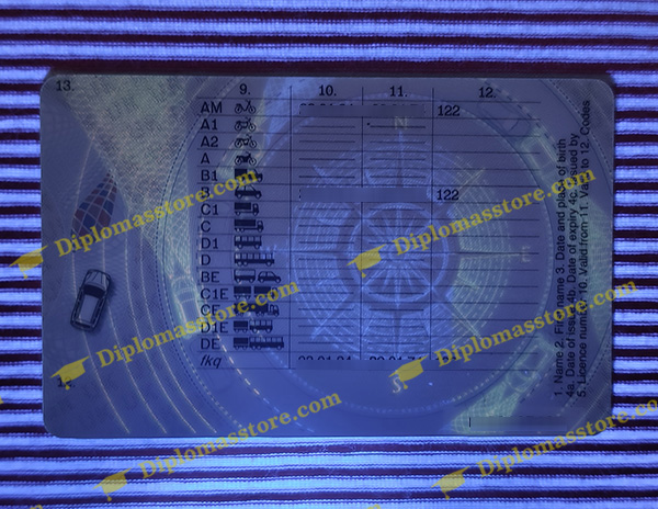 UK Driving licence under UV light