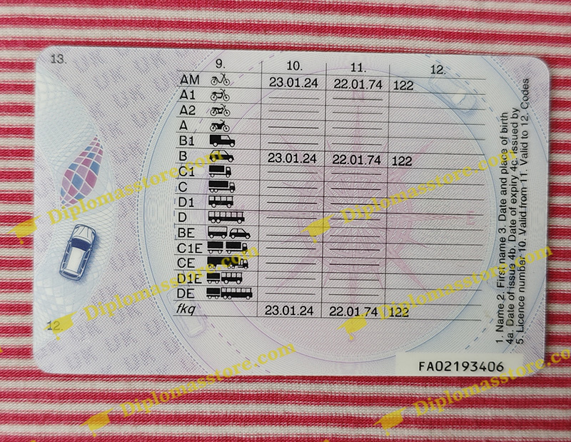 UK driving licence reverse side