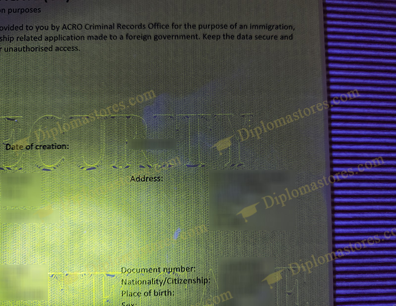 ACRO certificate with invisible fluorescent micro printing
