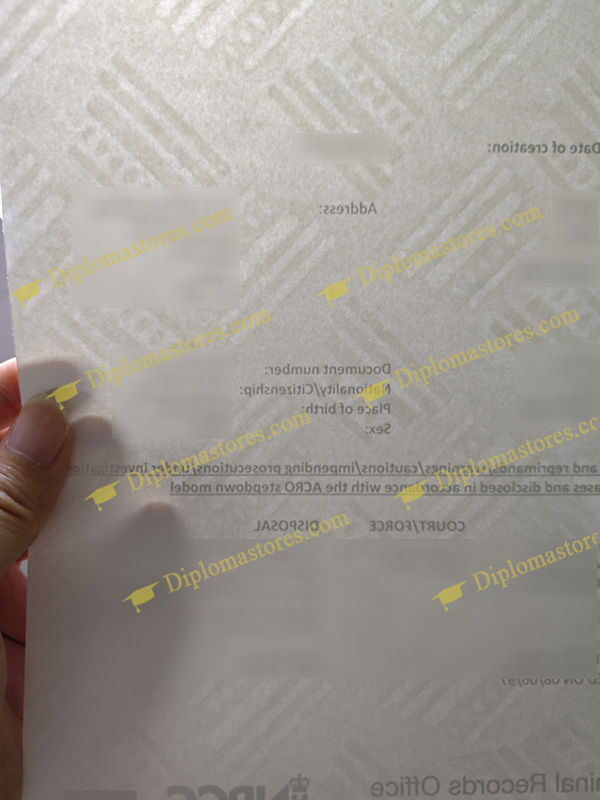 ACRO certificate on watermark paper