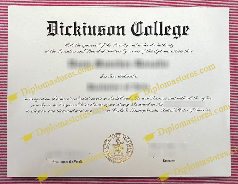Dickinson College diploma, Dickinson College degree,