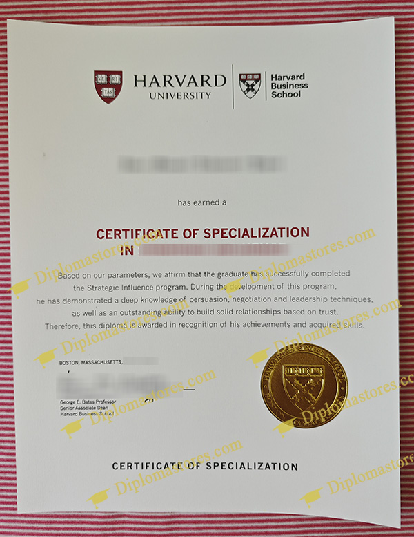 Harvard Business School certificate