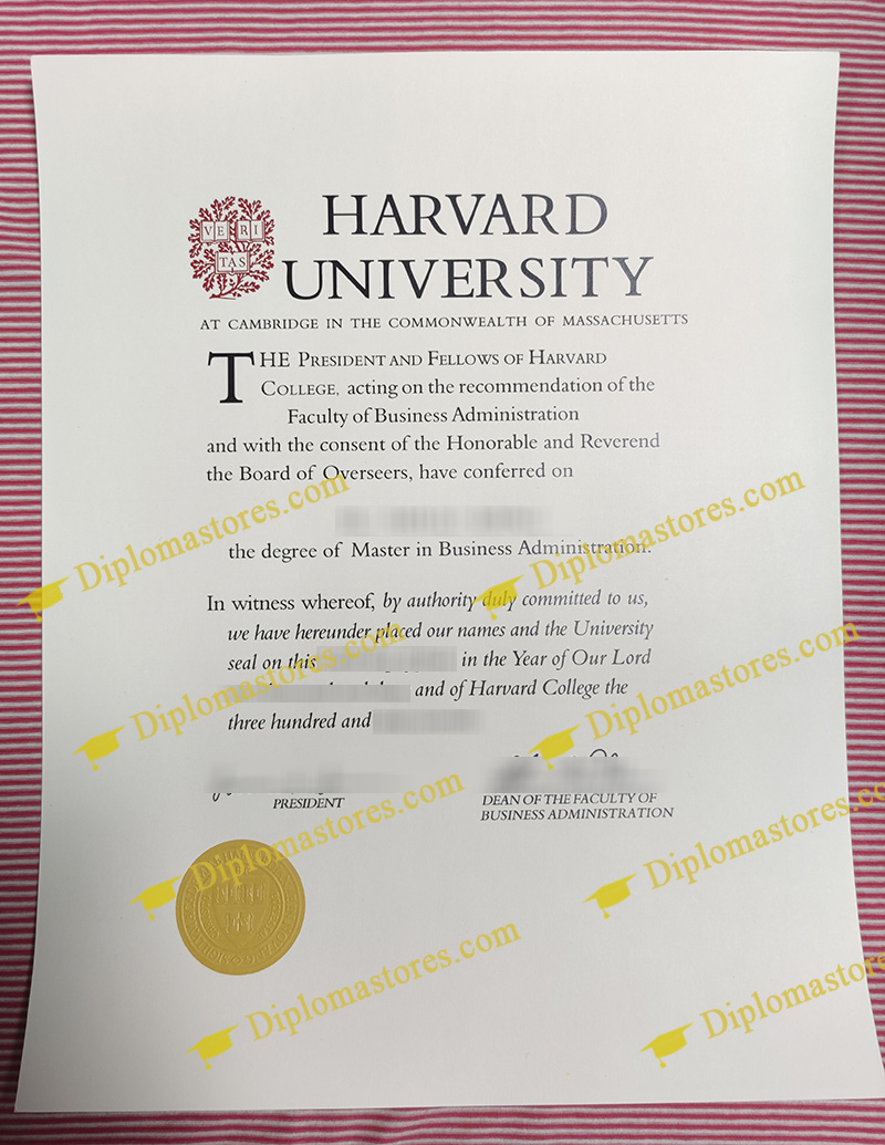 Harvard University MBA diploma, Harvard University degree,