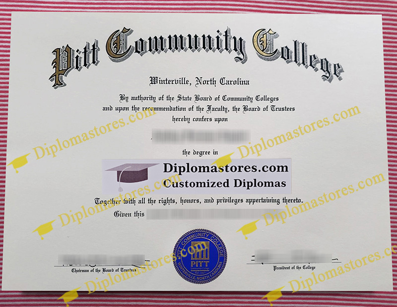 Pitt Community College diploma, Pitt Community College degree,
