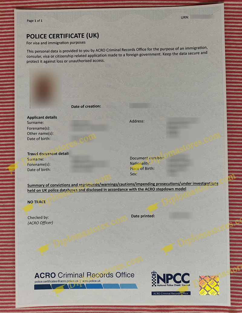 ACRO certificate, UK Police Certificate,