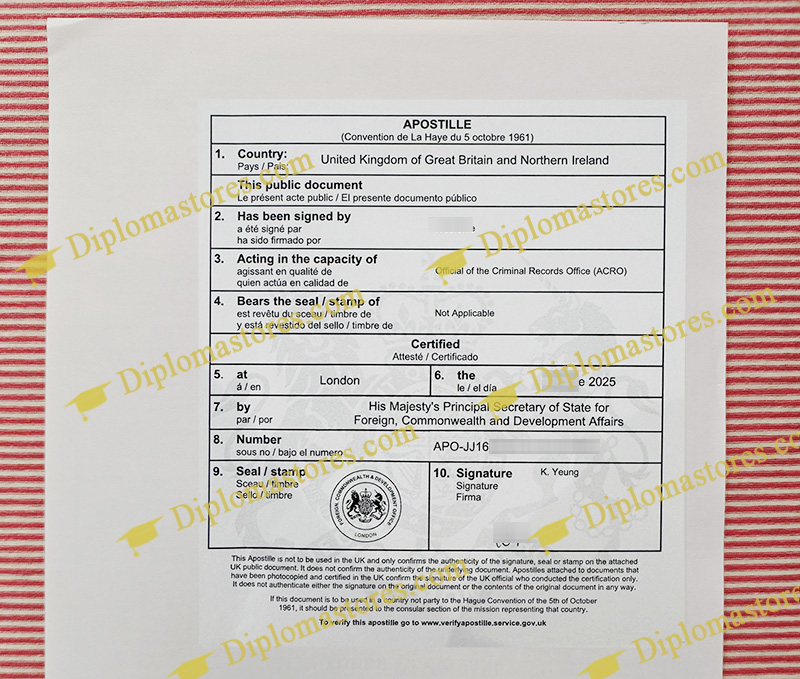 ACRO certificate with UK apostille