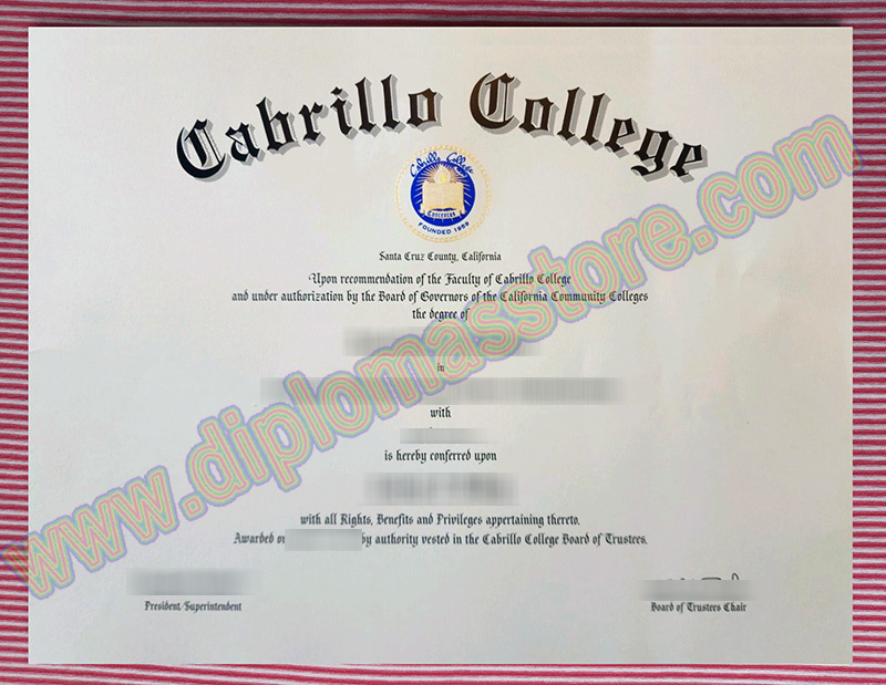Cabrillo College diploma, Cabrillo College degree,