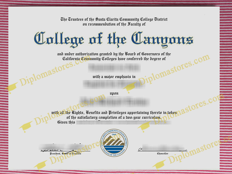 College of the Canyons diploma, College of the Canyons degree,
