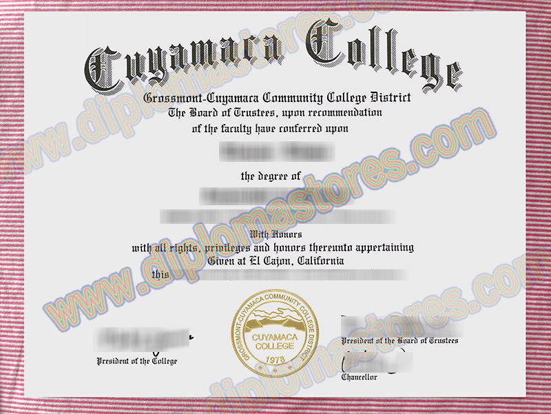 Cuyamaca College diploma, Cuyamaca College degree,