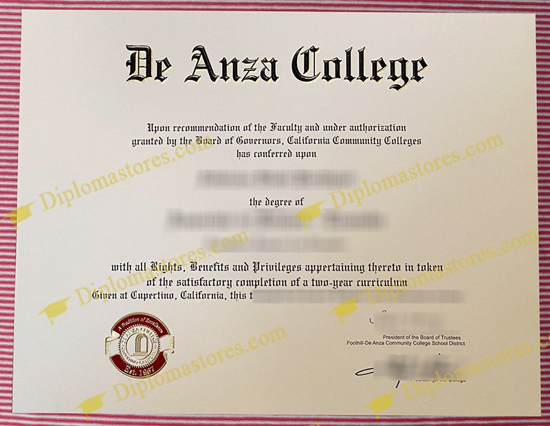 De Anza College diploma, De Anza College degree,