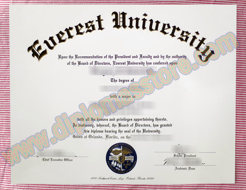 Everest University diploma, Everest University degree,