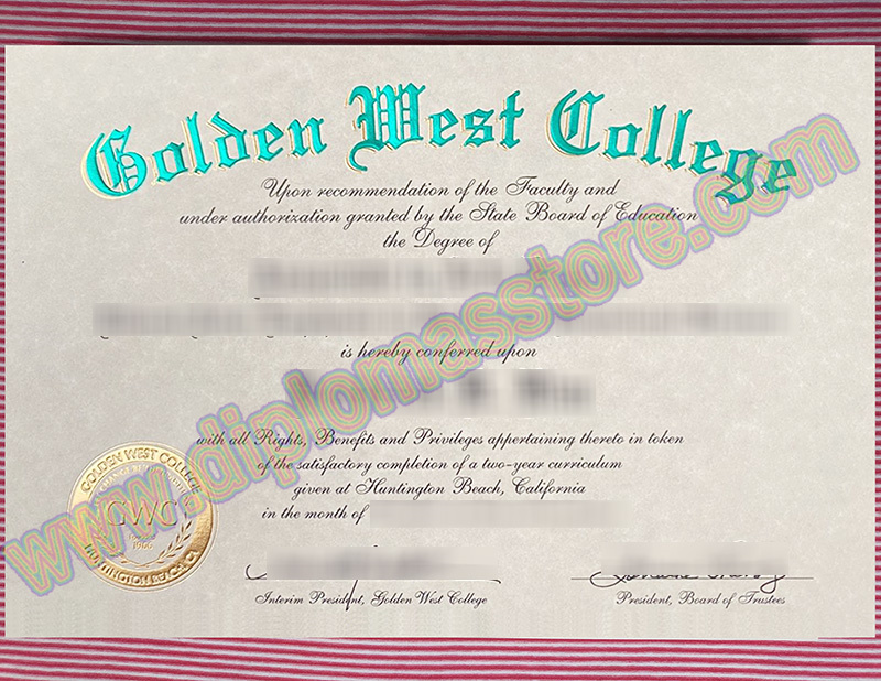 Golden West College diploma, Golden West College degree,