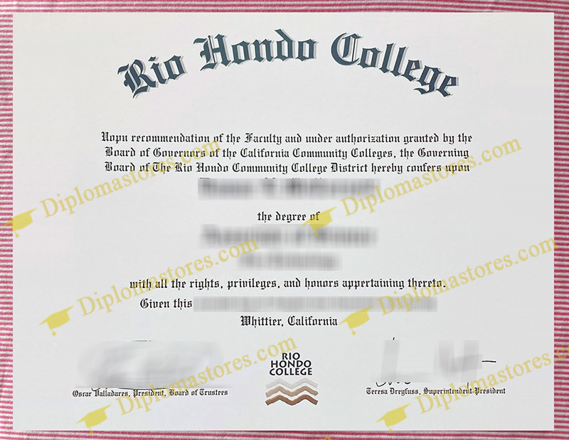 Rio Hondo College diploma, Rio Hondo College degree,