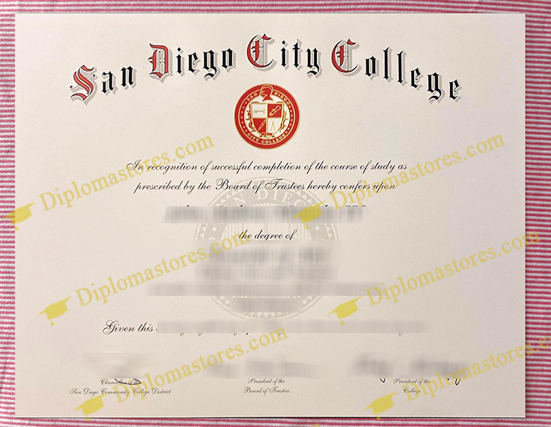 San Diego City College diploma, San Diego City College degree,
