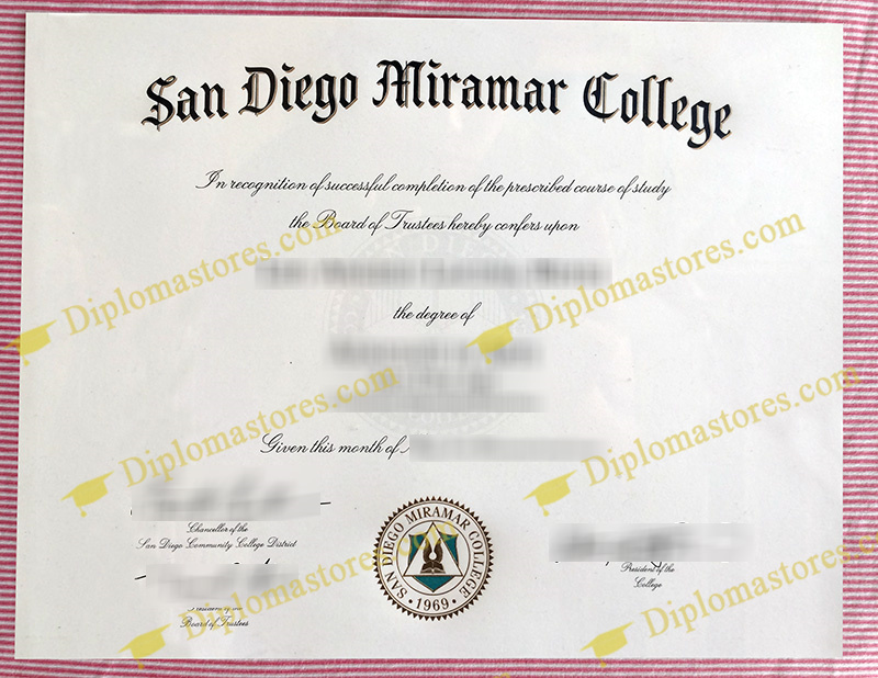 San Diego Miramar College diploma, San Diego Miramar College degree,