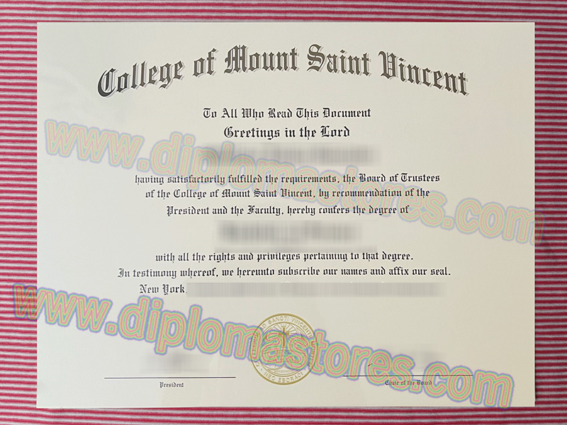 College of Mount Saint Vincent diploma, College of Mount Saint Vincent degree,
