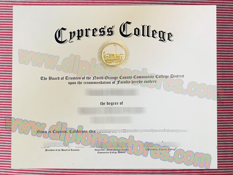 Cypress College diploma, Cypress College degree,